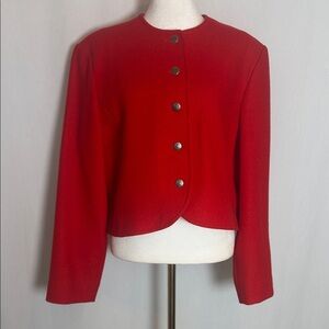 Vintage Pendleton Red Virgin Wool Women's Jacket Size 14 Button Front Cropped